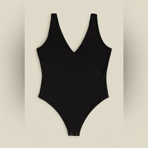 Second Skin by RD Style Black Capsulecore Vneck Thong Bodysuit Size M NWT